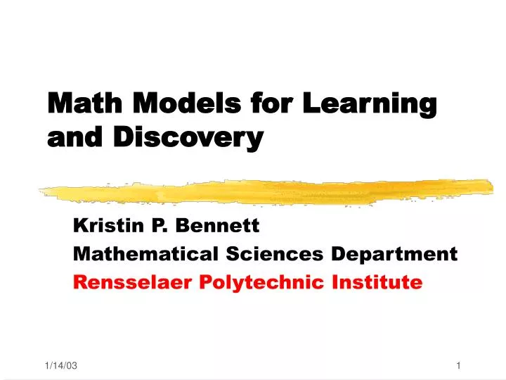 math models for learning and discovery