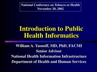 Introduction to Public Health Informatics