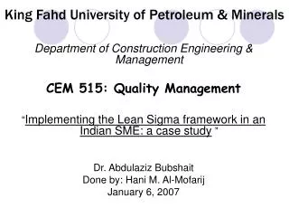 King Fahd University of Petroleum &amp; Minerals