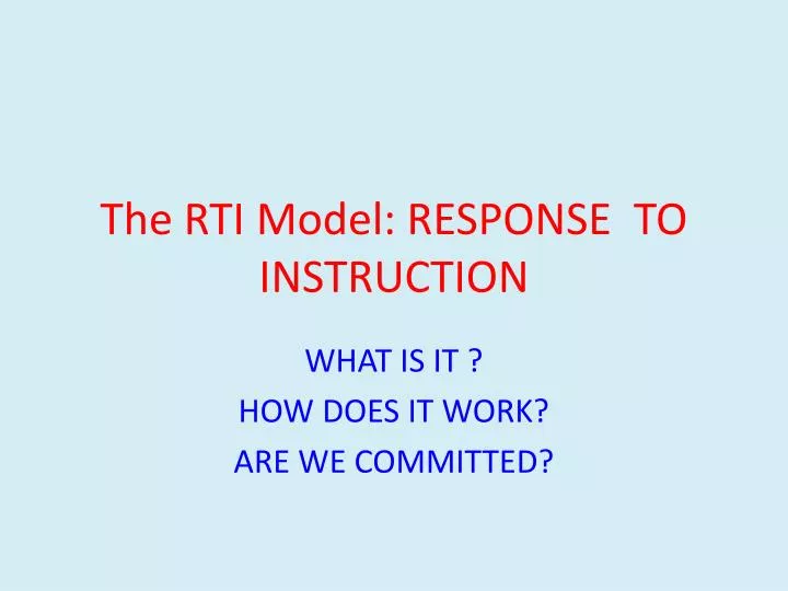the rti model response to instruction