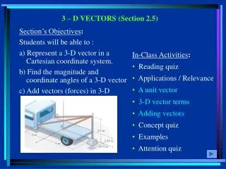 3 – D VECTORS (Section 2.5)