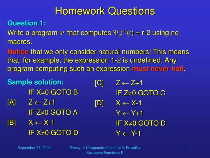 homework questions