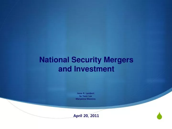 national security mergers and investment