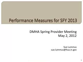 Performance Measures for SFY 2013