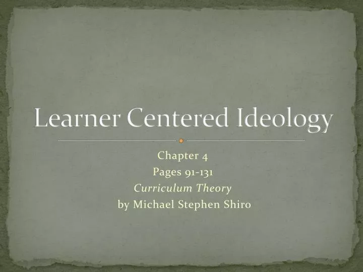 learner centered ideology
