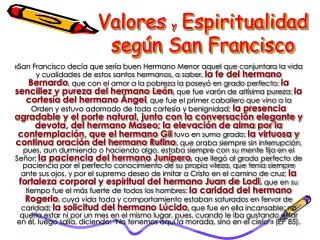 valores y espiritualidad seg n san francisco