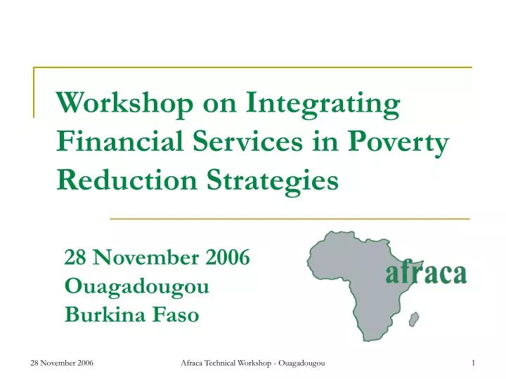 workshop on integrating financial services in poverty reduction strategies