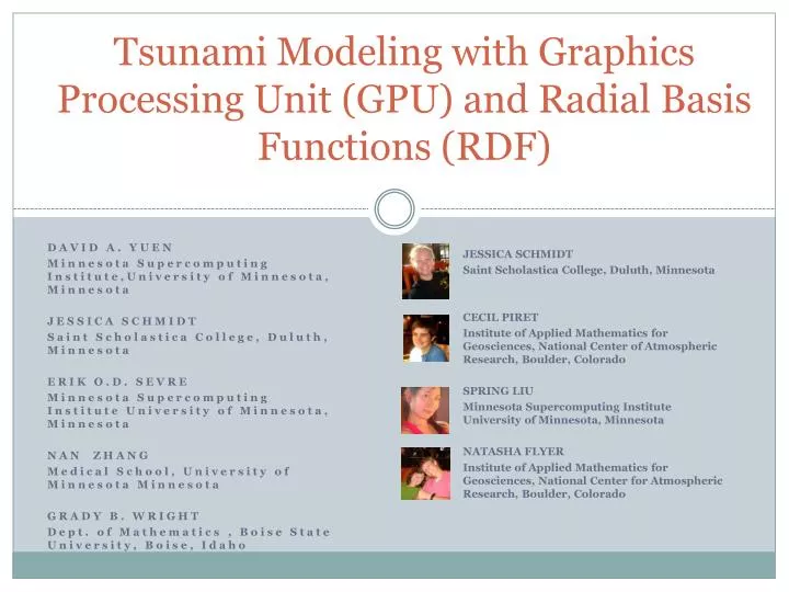 tsunami modeling with graphics processing unit gpu and radial basis functions rdf