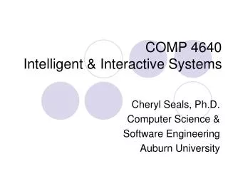 COMP 4640 Intelligent &amp; Interactive Systems