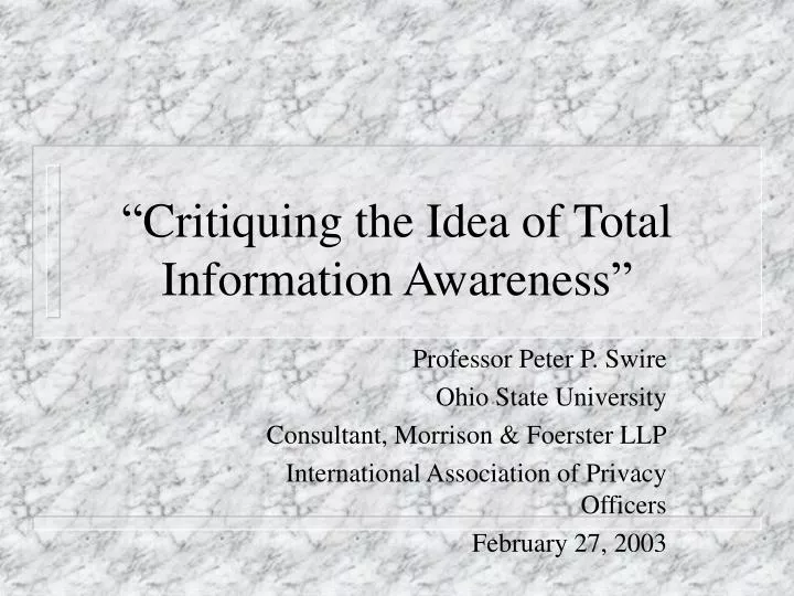 critiquing the idea of total information awareness