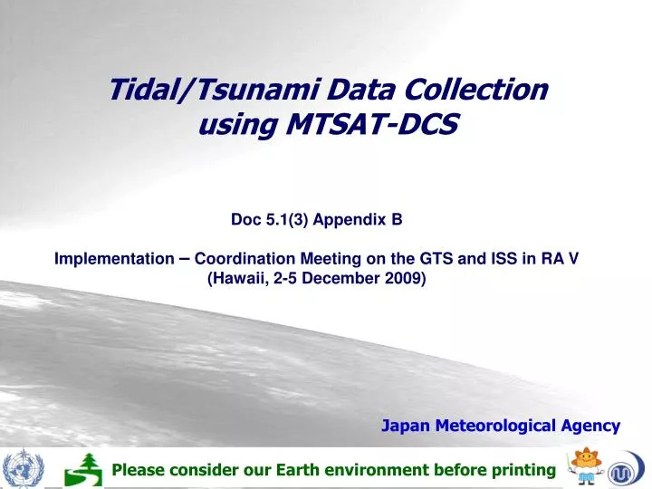 tidal tsunami data collection using mtsat dcs