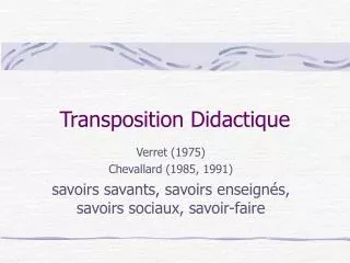 Transposition Didactique