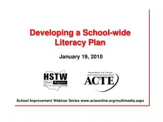 Developing a School-wide Literacy Plan January 19, 2010