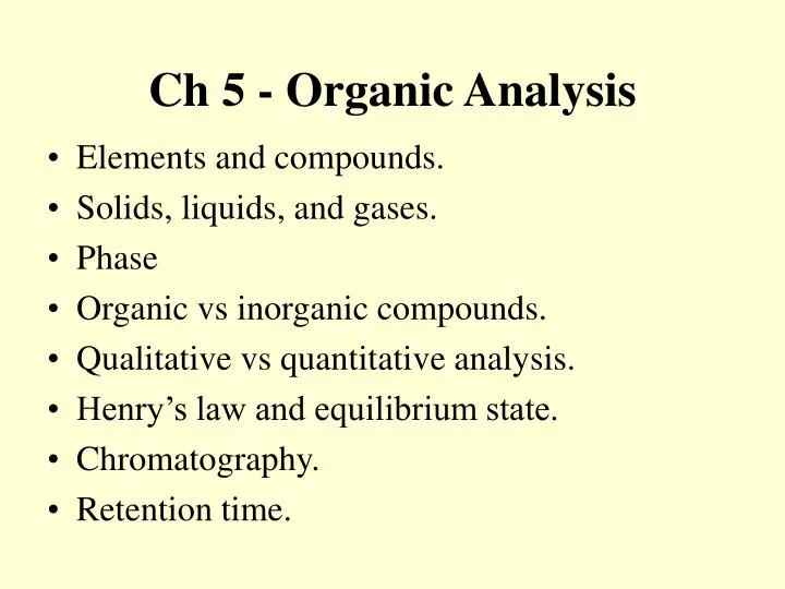 ch 5 organic analysis