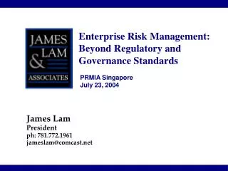 Enterprise Risk Management: Beyond Regulatory and Governance Standards