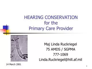 HEARING CONSERVATION for the Primary Care Provider