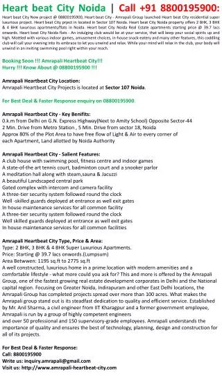 Heartbeat City Noida | 8800195900 | Heartbeat City Noida Apartments |Heartbeat City Noida Flats