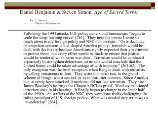 Daniel Benjamin &amp; Steven Simon, Age of Sacred Terror