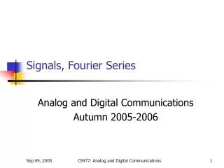 Signals, Fourier Series