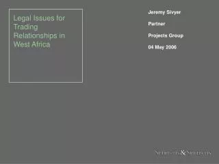 Legal Issues for Trading Relationships in West Africa