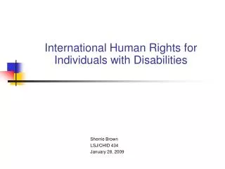 International Human Rights for Individuals with Disabilities