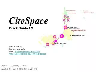 CiteSpace Quick Guide 1.2 Chaomei Chen Drexel University Email: chaomei.chen@cis.drexel.edu http://cluster.cis.drexel.e