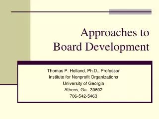 Approaches to Board Development