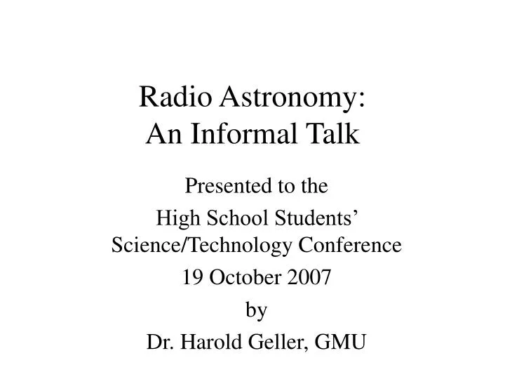 radio astronomy an informal talk