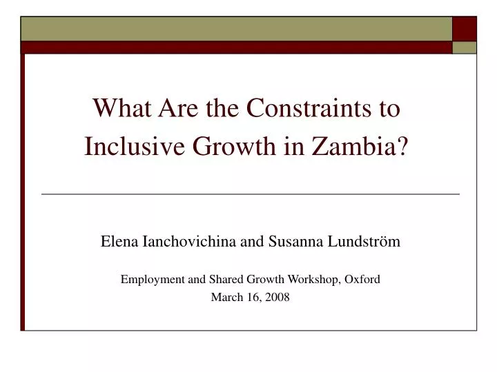 what are the constraints to inclusive growth in zambia