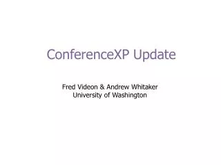 ConferenceXP Update