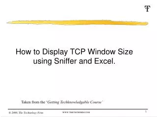 How to Display TCP Window Size using Sniffer and Excel.