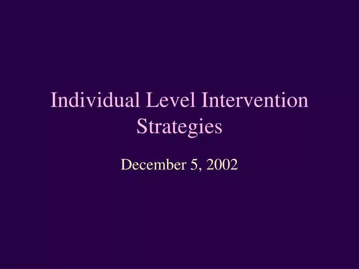 individual level intervention strategies
