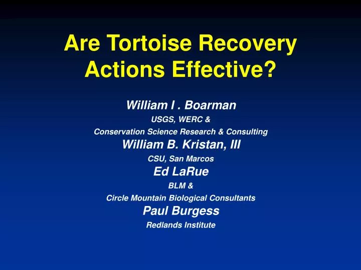 are tortoise recovery actions effective