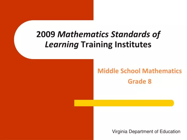 2009 mathematics standards of learning training institutes
