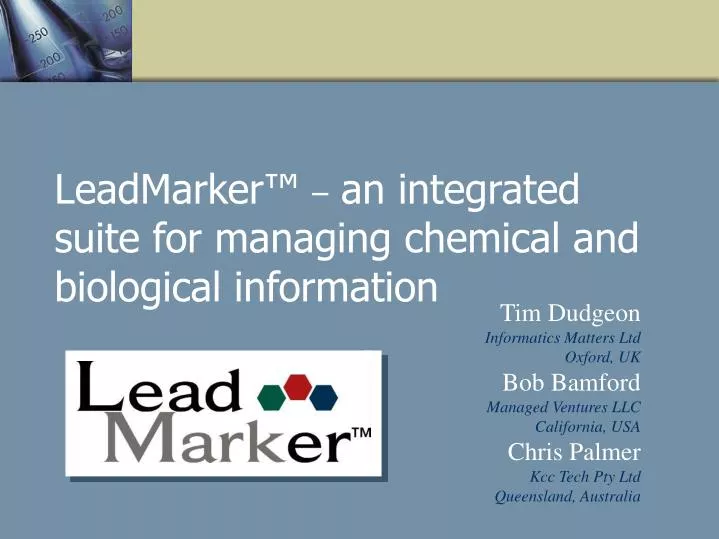 leadmarker an integrated suite for managing chemical and biological information