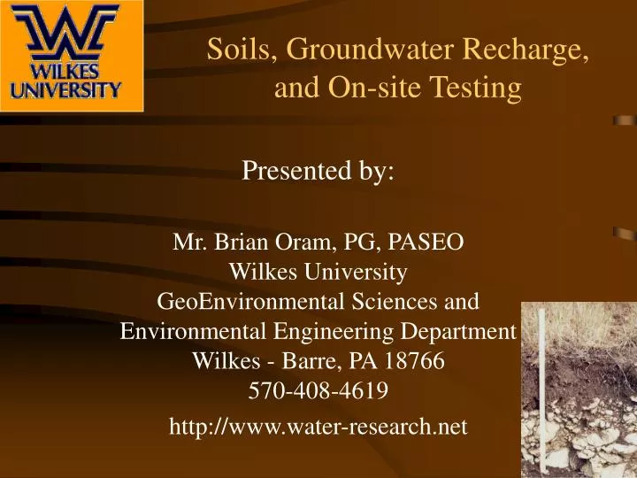 soils groundwater recharge and on site testing
