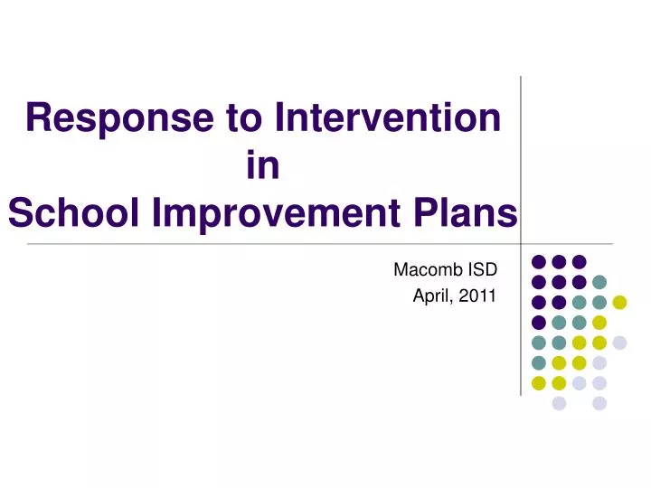 response to intervention in school improvement plans