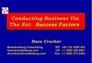 Conducting Business Via The Net: Success Factors