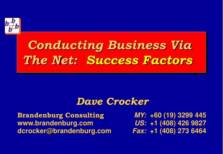 conducting business via the net success factors