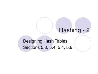 Hashing - 2