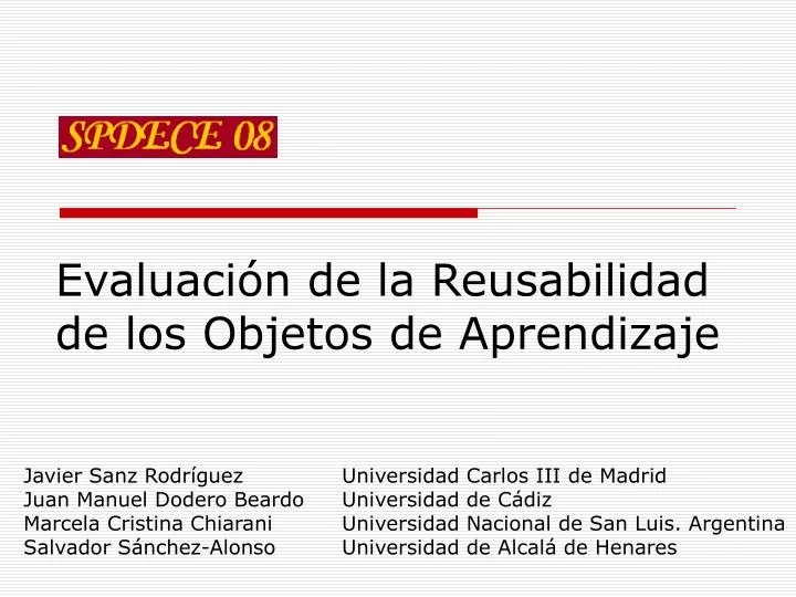 evaluaci n de la reusabilidad de los objetos de aprendizaje