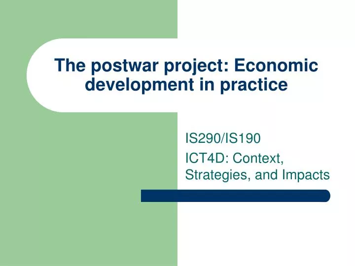 the postwar project economic development in practice