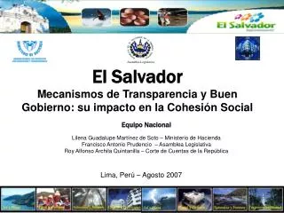 El Salvador Mecanismos de Transparencia y Buen Gobierno: su impacto en la Cohesión Social
