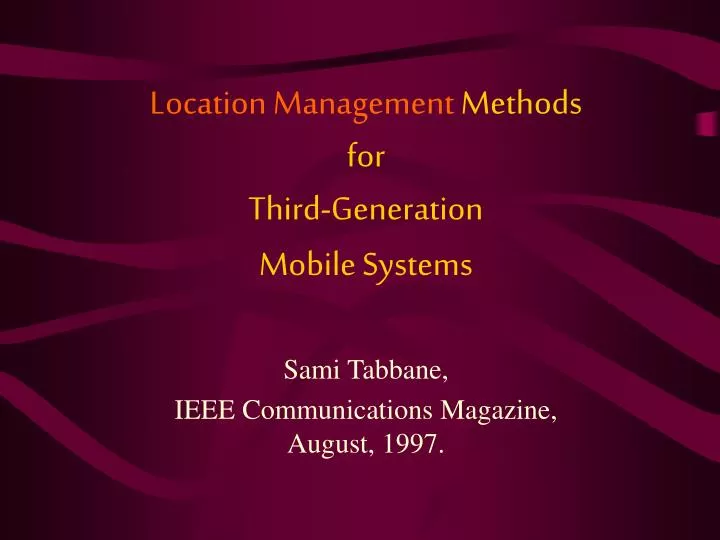 location management methods for third generation mobile systems