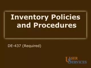 Inventory Policies and Procedures