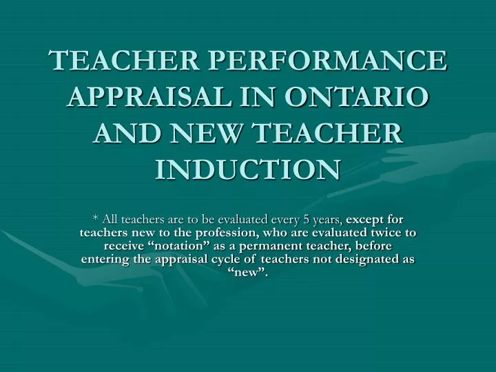 teacher performance appraisal in ontario and new teacher induction