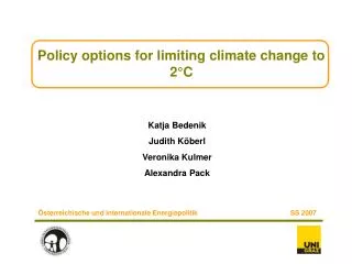 policy options for limiting climate change to 2 c