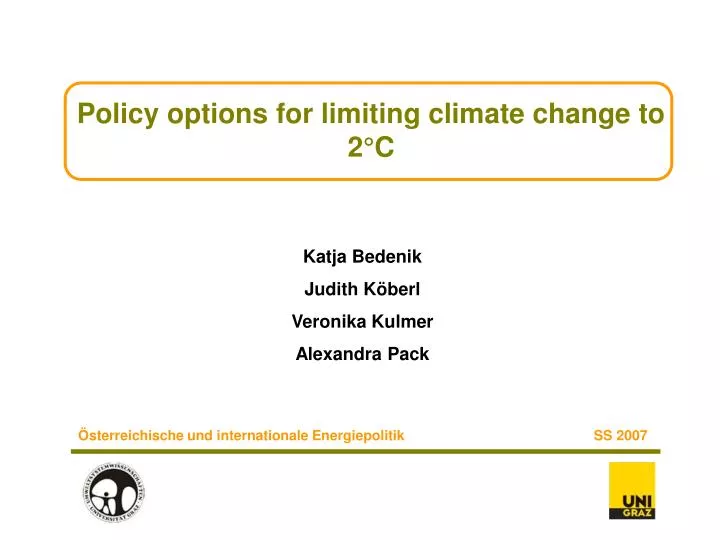 policy options for limiting climate change to 2 c