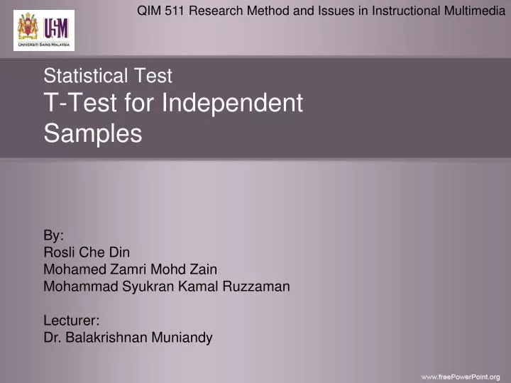 t test for independent samples