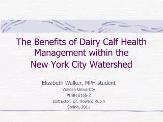 The Benefits of Dairy Calf Health Management within the New York City Watershed